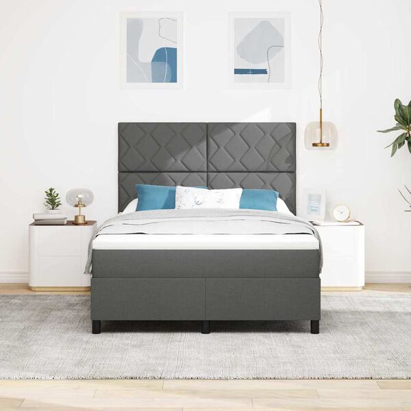 vidaXL Boxspringbett mit Matratze Dunkelgrau 160 x 200 cm Stoff