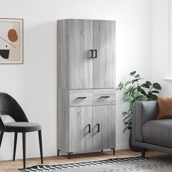 vidaXL Highboard Grau Sonoma 69,5x34x180 cm Holzwerkstoff