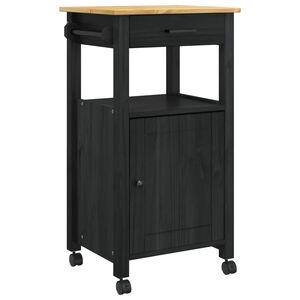 vidaXL K&uuml;chentrolley MONZA Schwarz 48 x 40 x 88,5 cm Massivholz Kiefer