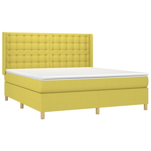 vidaXL Boxspringbett mit Matratze Gr&uuml;n 180x200 cm Stoff