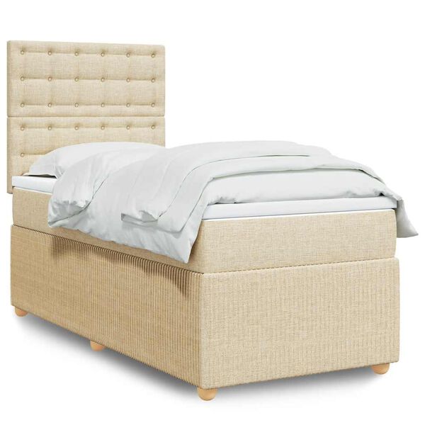 vidaXL Boxspringbett mit Matratze Creme 80x200 cm Stoff