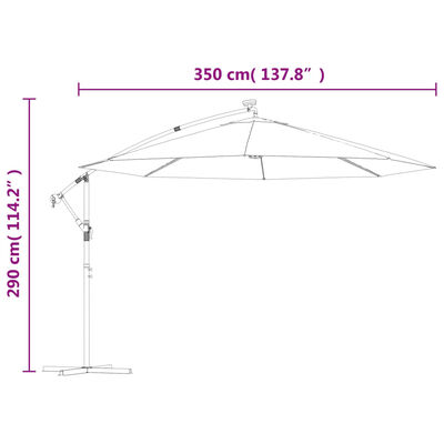 vidaXL Ampelschirm mit LED-Beleuchtung und Metall-Mast 350 cm Sandweiß