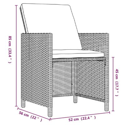 vidaXL 5-tlg. Garten-Essgruppe mit Kissen Poly Rattan Schwarz