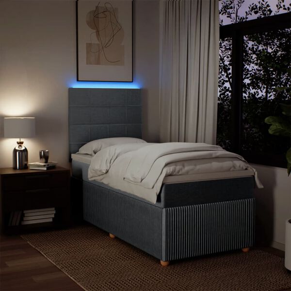 vidaXL Boxspringbett mit Matratze Hellgrau 80x200 cm Stoff