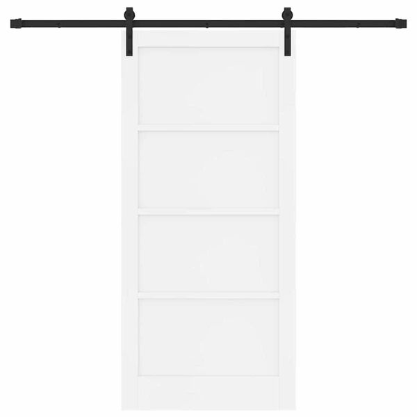 vidaXL Schiebet&uuml;r Wei&szlig; 93 x 202 cm Massives Kiefernholz