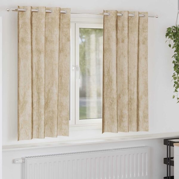 vidaXL Samtvorh&auml;nge mit Vorh&auml;ngen 2 pcs Creme 175 x 140 cm Samt