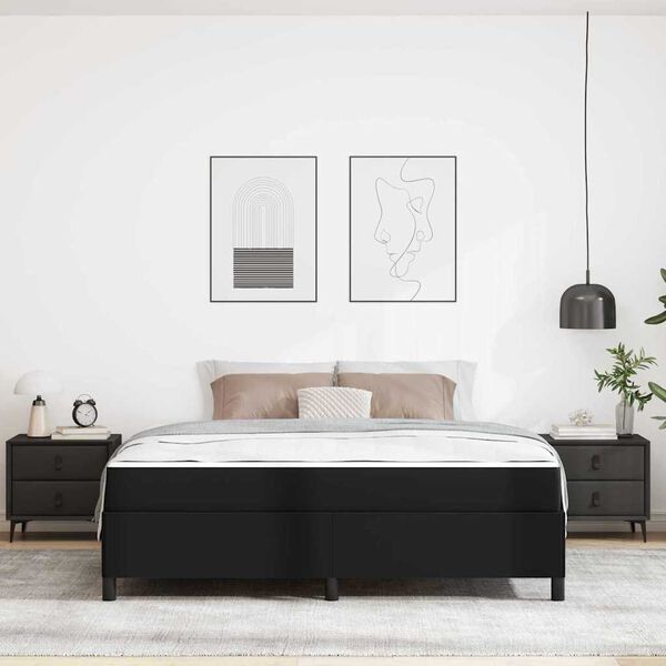 vidaXL Bettrahmen mit Matratze Schwarz 180 x 200 cm Stoff