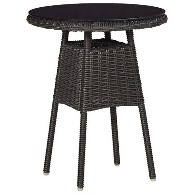 vidaXL 3-tlg. Garten-Bistro-Set mit Auflagen Poly Rattan Schwarz