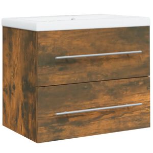 vidaXL Waschbeckenschrank mit Einbaubecken R&auml;uchereiche Holzwerkstoff