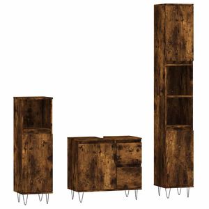 vidaXL 3-tlg. Badm&ouml;bel-Set R&auml;uchereiche Holzwerkstoff