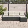 vidaXL Outdoor-Sofa mit Kissen 5 pcs Schwarz Poly-Rattan