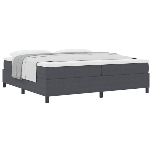 vidaXL Boxspringbett Dunkelgrau und Wei&szlig; 200 x 200 cm Cordstoff