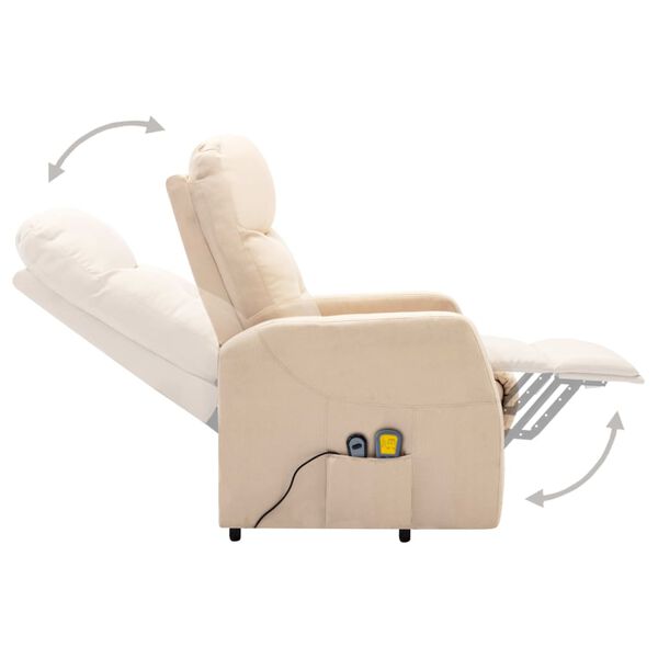 vidaXL Massagesessel mit Aufstehhilfe Creme Stoff