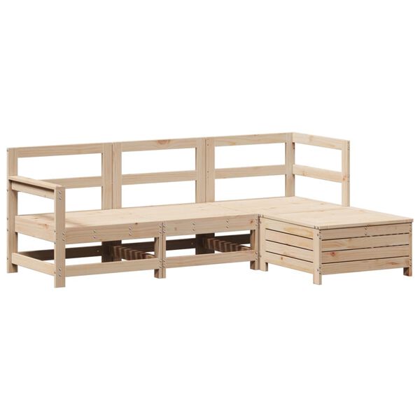 vidaXL 4-tlg. Garten-Sofagarnitur Massivholz Kiefer