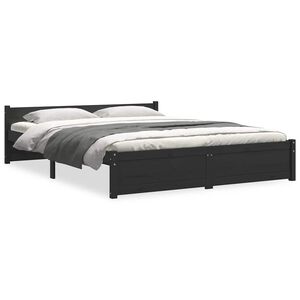 vidaXL Massivholzbett Schwarz 135x190 cm