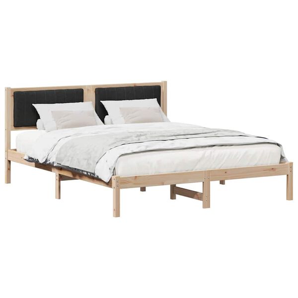 vidaXL Bettgestell mit gepolstertem Kopfteil Schwarz 150 x 200 cm