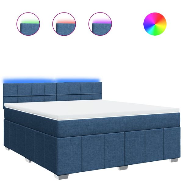 vidaXL Boxspringbett mit Matratze Blau 180x200 cm Stoff