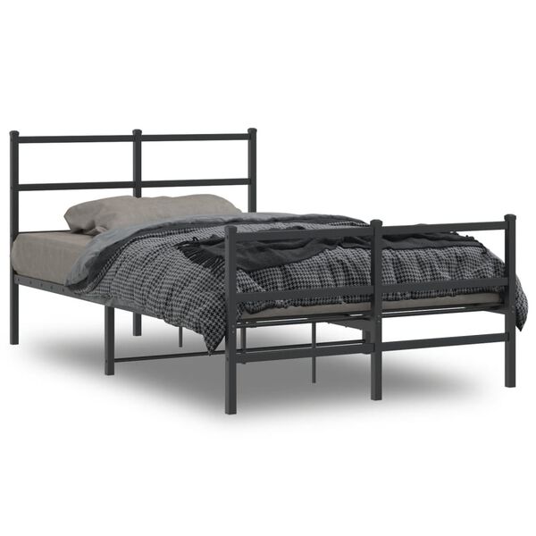 vidaXL Bettgestell mit Kopf- und Fu&szlig;teil Metall Schwarz 120x200 cm