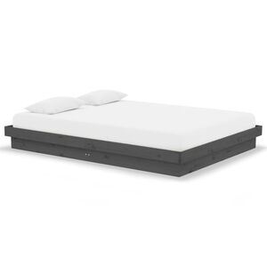 vidaXL Massivholzbett Grau 140x190 cm