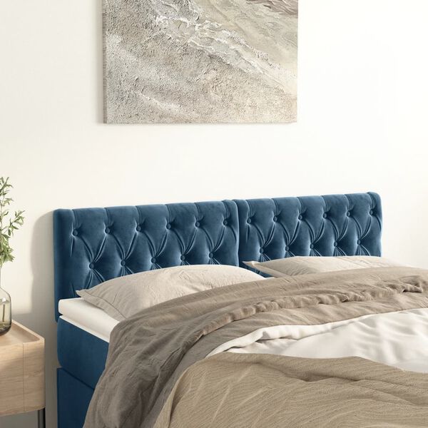 vidaXL Kopfteile 2 Stk. Dunkelblau 80x7x78/88 cm Samt