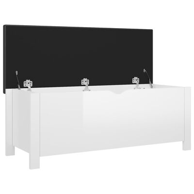 vidaXL Sitzbank mit Stauraum und Kissen Hochglanz-Weiß 105x40x45cm