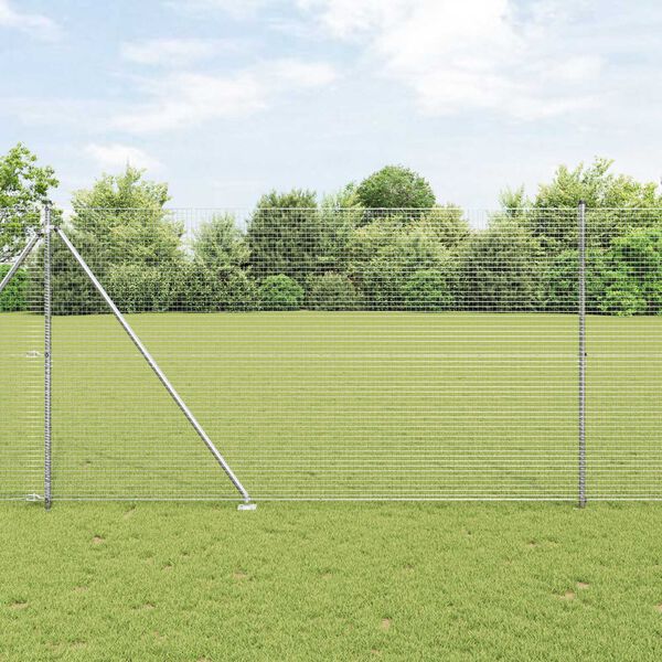 vidaXL Zaunpfosten Silber 25 x 1,6 m (25 x 25 mm Gitter) Stahl