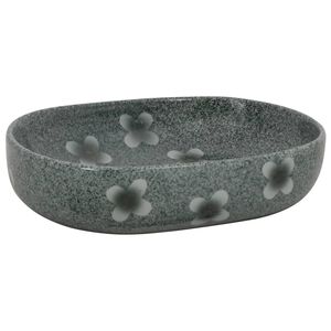 vidaXL Aufsatzwaschbecken Blau Oval 59x40x14 cm Keramik