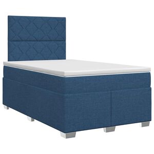 vidaXL Boxspringbett mit Matratze mit Kopfteil Blau 120 x 190 cm Stoff
