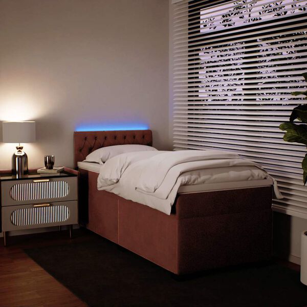vidaXL Boxspringbett mit Matratze Rosa 80x200 cm Samt