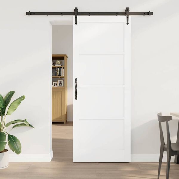 vidaXL Schiebet&uuml;r ORKDAL Wei&szlig; 83 x 211 cm Massives Kiefernholz