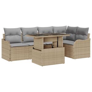 vidaXL Gartensofa-set mit Kissen mit Kissen 6 pcs Beige Poly Rattan