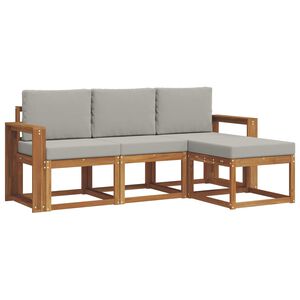vidaXL Outdoor-Sofagarnitur 4 stk. Nat&uuml;rlich und Hellgrau
