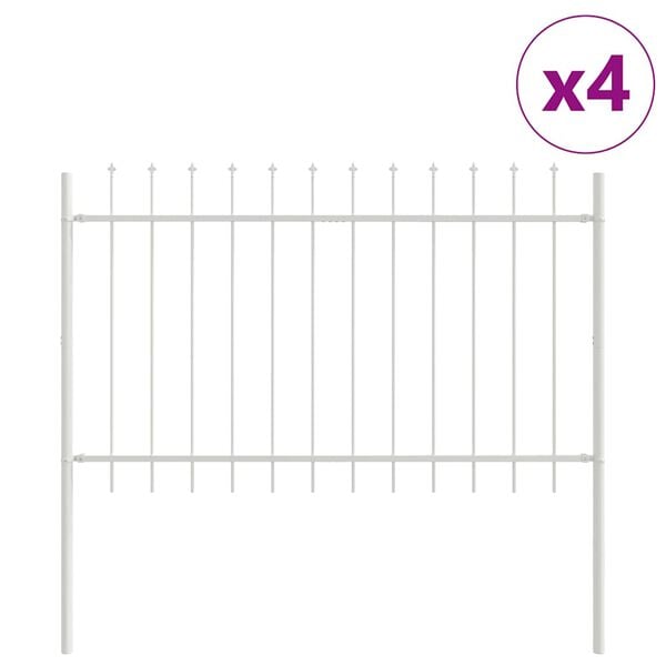 vidaXL Gartenzaun 4 pcs Wei&szlig; 6,8 x 0,8 m Pulverbeschichteter Stahl