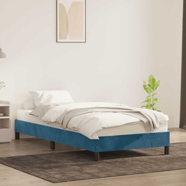 vidaXL Bettgestell ohne Matratze Dunkelblau 100x210 cm Samt