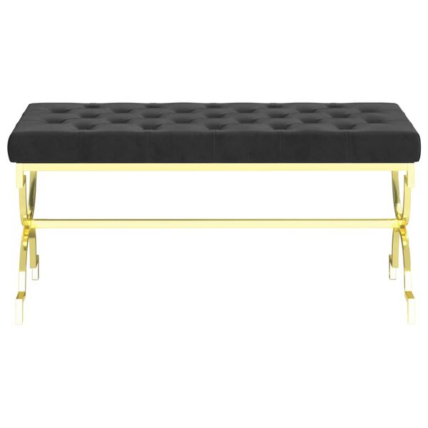 vidaXL Bank 99 cm Schwarz Samt und Edelstahl