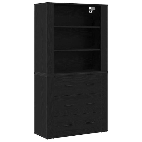 vidaXL Highboard Schwarz Eichen-Optik 80 x 33 x 150 cm Holzwerkstoff