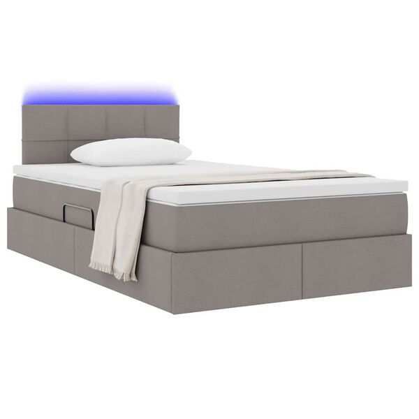 vidaXL Bett mit Stauraum und LED Taupe 120 x 200 cm Polyester