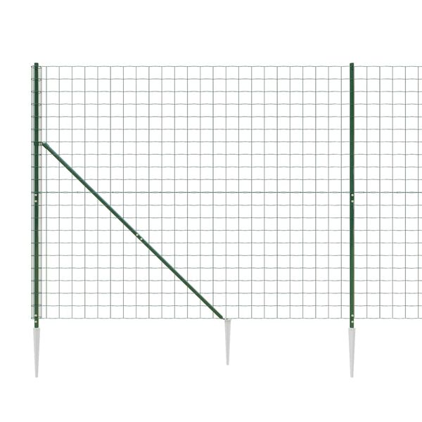 vidaXL Maschendrahtzaun mit Bodenh&uuml;lsen Gr&uuml;n 1,4x25 m