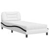 vidaXL Bett mit Matratze "Hvar" Wei&szlig; und Schwarz 80x200 cm Kunstleder