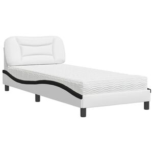 vidaXL Bett mit Matratze "Hvar" Wei&szlig; und Schwarz 80x200 cm Kunstleder