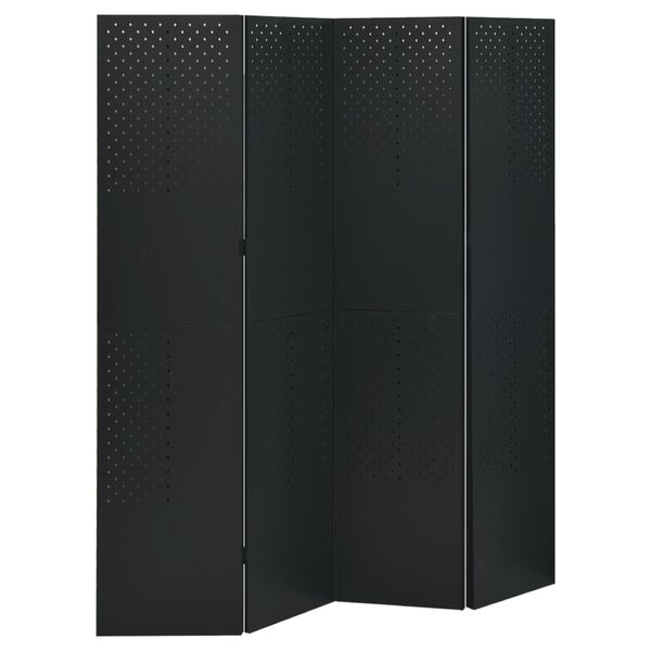 vidaXL 4-tlg. Raumteiler 2 Stk. Schwarz 160x180 cm Stahl