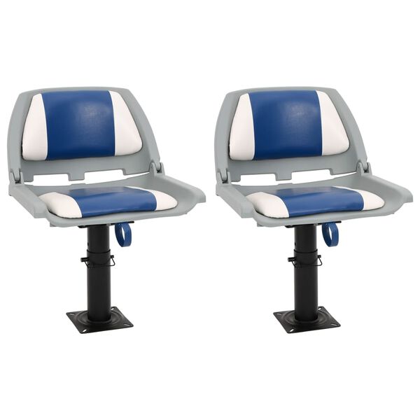 vidaXL 4-tlg. Bootssitz-Set Klappbar Blau und Wei&szlig; 48x51x41 cm