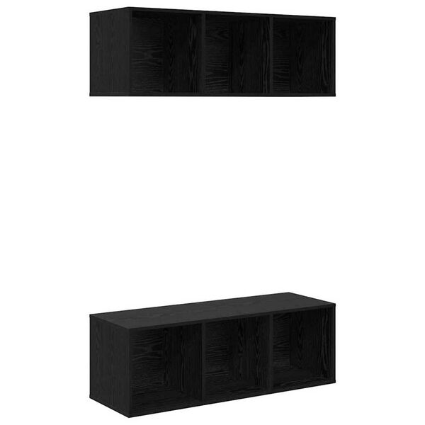vidaXL TV-Schrankset 2 pcs Schwarz Eichen-Optik 37 x 37 x 107 cm