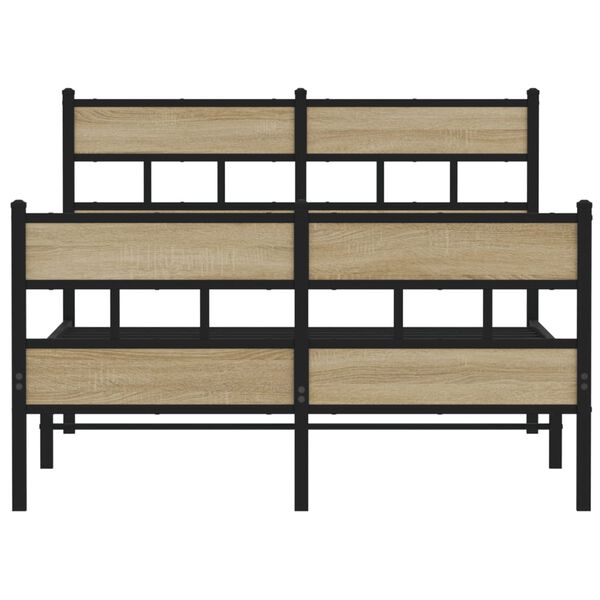 vidaXL Metallbett ohne Matratze Sonoma-Eiche 120x200 cm