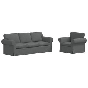 vidaXL Sofa Set 2 stk. Dunkelgrau Stoff