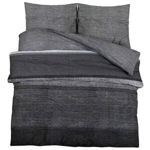 vidaXL Bettw&auml;sche-Set Dunkelgrau und Schwarz 140x200 cm Baumwolle