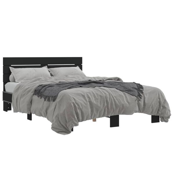 vidaXL Bettgestell Schwarz 120x190 cm Holzwerkstoff und Metall