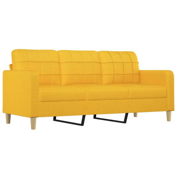 vidaXL 3-Sitzer-Sofa mit Kissen Hellgelb 180 cm Stoff