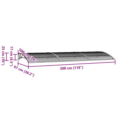 vidaXL Türvordach Grau 300x100 cm Polycarbonat