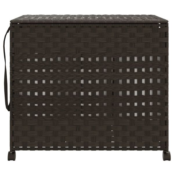 vidaXL W&auml;schekorb mit Rollen Dunkelbraun 66x35x60 cm Rattan